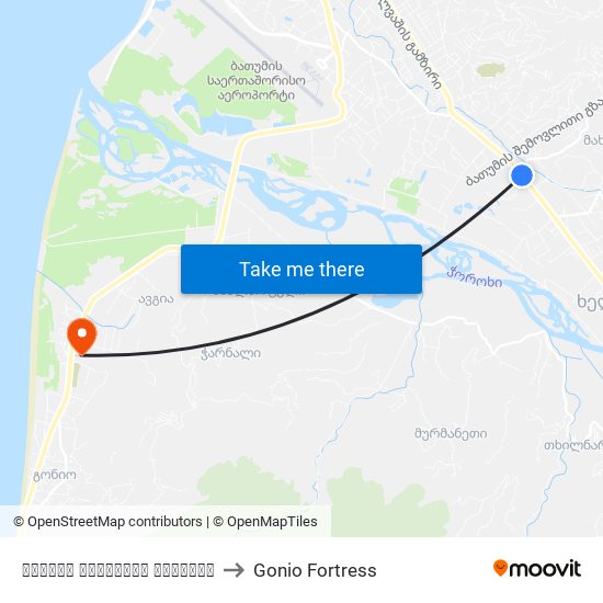 ფრიდონ ხალვაშის გამზირი to Gonio Fortress map