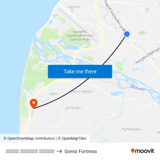Pridon Khalvashi Avenue to Gonio Fortress map