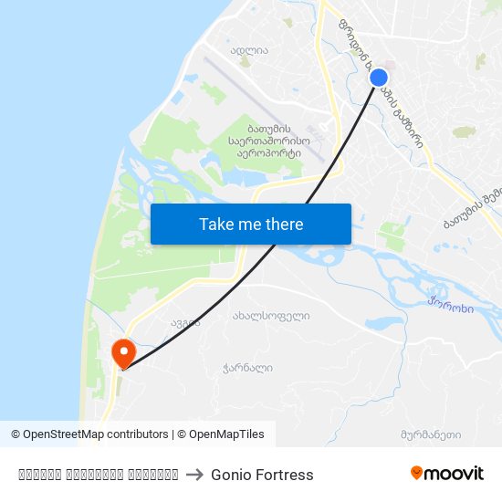 ფრიდონ ხალვაშის გამზირი to Gonio Fortress map