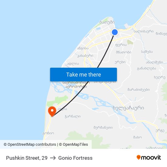 Pushkin Street, 29 to Gonio Fortress map