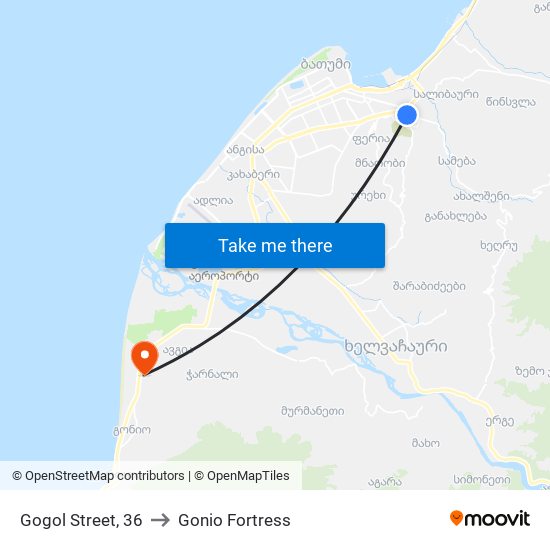 Gogol Street, 36 to Gonio Fortress map