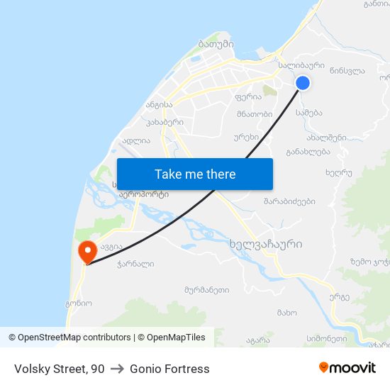 Volsky Street, 90 to Gonio Fortress map