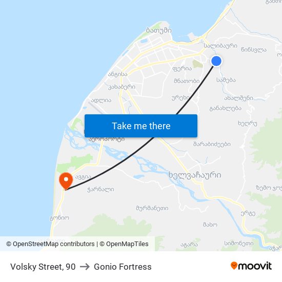 Volsky Street, 90 to Gonio Fortress map