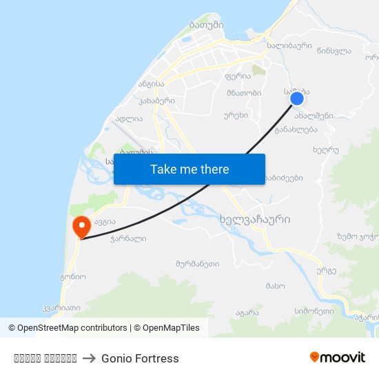 ქვედა სამება to Gonio Fortress map