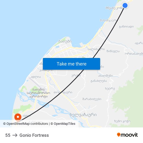 55 to Gonio Fortress map