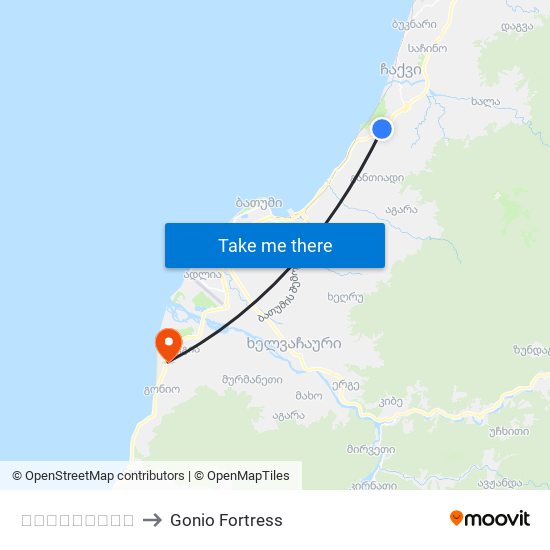 სახალვაშო to Gonio Fortress map