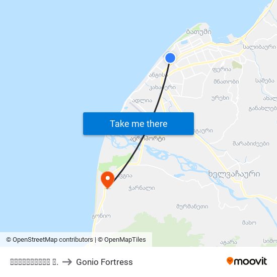 ფიროსმანის ქ. to Gonio Fortress map
