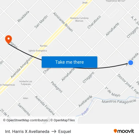 Int. Harris X Avellaneda to Esquel map