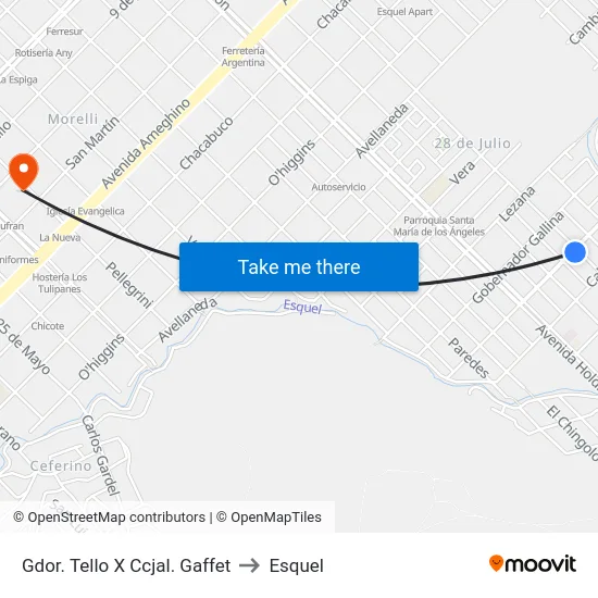 Gdor. Tello X Ccjal. Gaffet to Esquel map