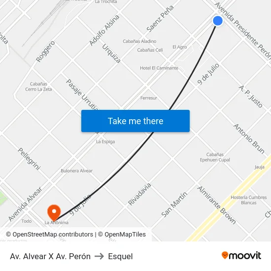 Av. Alvear X Av. Perón to Esquel map
