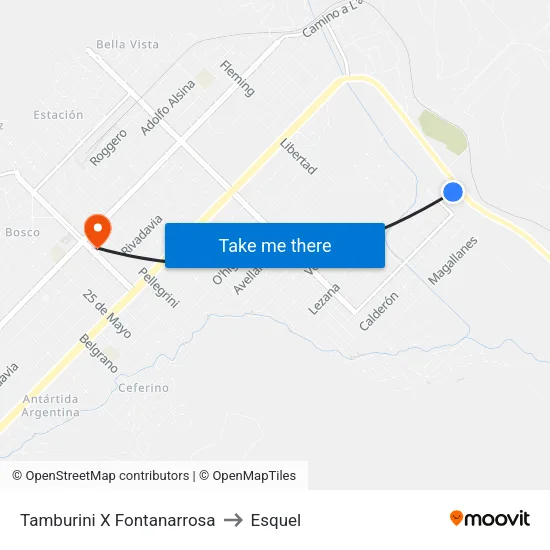 Tamburini X Fontanarrosa to Esquel map