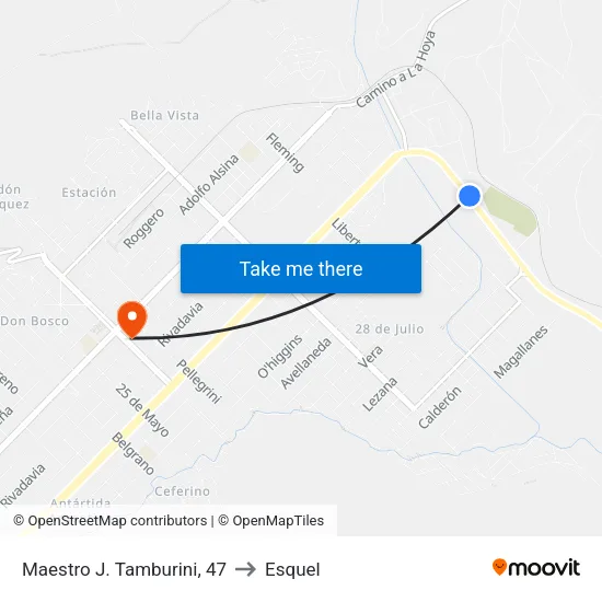 Maestro J. Tamburini, 47 to Esquel map