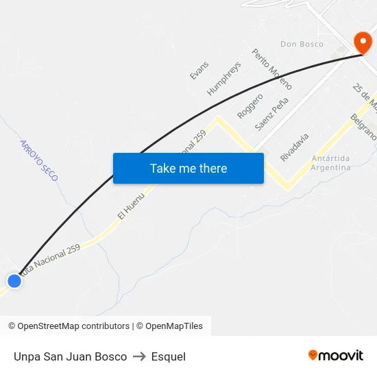 Unpa San Juan Bosco to Esquel map