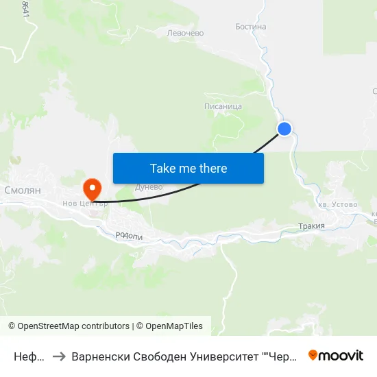 Нефертити to Варненски Свободен Университет ""Черноризец Храбър"" - Филиал Смолян map