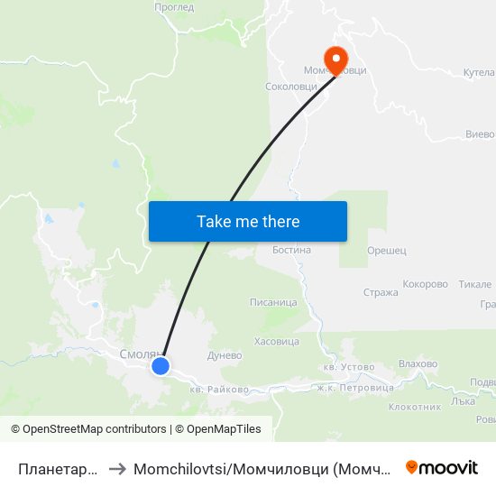 Планетариум to Momchilovtsi / Момчиловци (Момчиловци) map