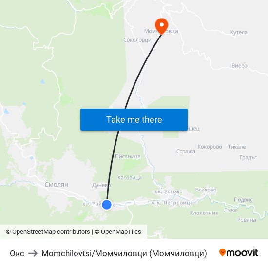 Окс to Momchilovtsi / Момчиловци (Момчиловци) map