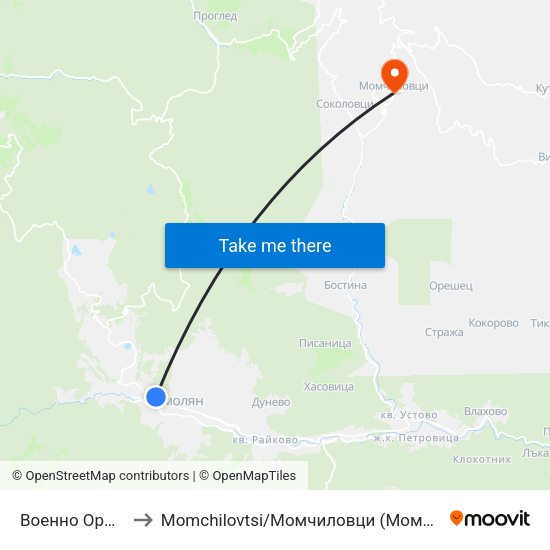 Военно Оръжие to Momchilovtsi / Момчиловци (Момчиловци) map