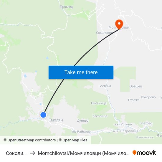 Соколица to Momchilovtsi / Момчиловци (Момчиловци) map