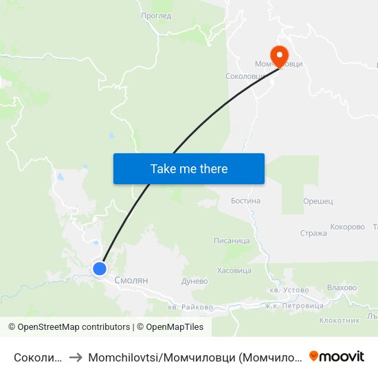 Соколица to Momchilovtsi / Момчиловци (Момчиловци) map