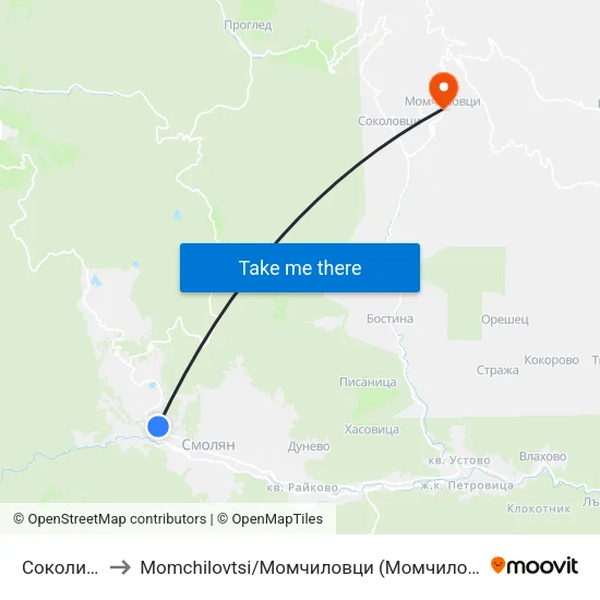 Соколица to Momchilovtsi / Момчиловци (Момчиловци) map