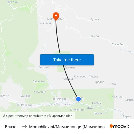 Влахово to Momchilovtsi / Момчиловци (Момчиловци) map
