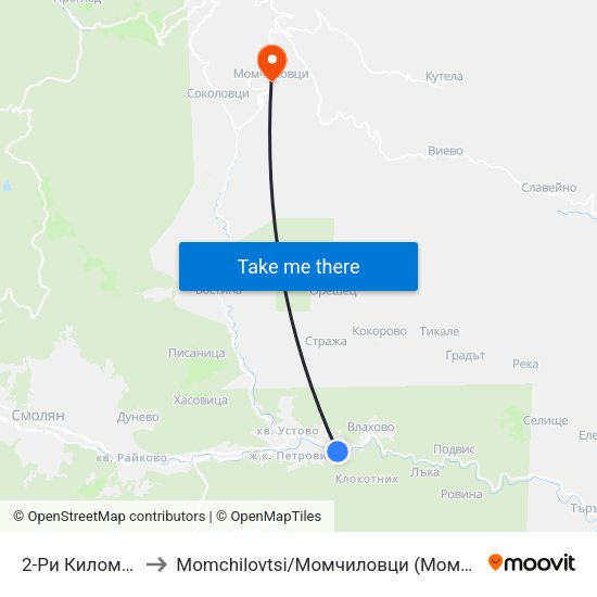 2-Ри Километър to Momchilovtsi / Момчиловци (Момчиловци) map