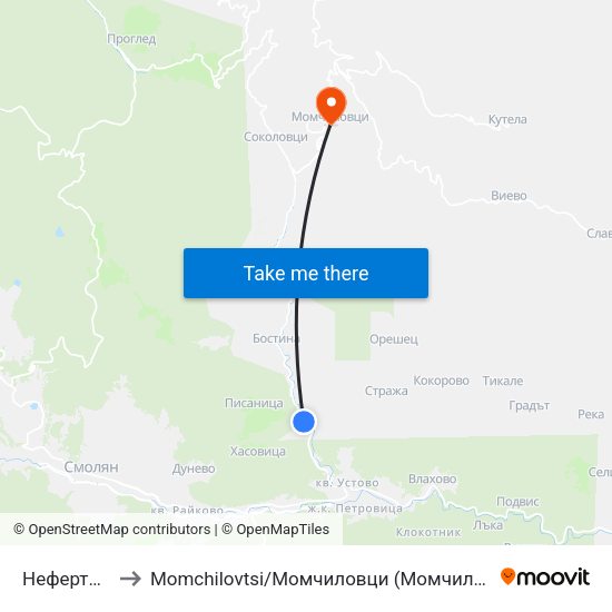 Нефертити to Momchilovtsi / Момчиловци (Момчиловци) map