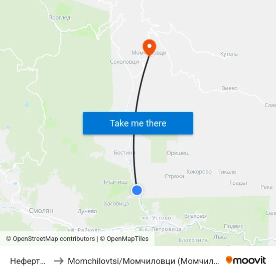 Нефертити to Momchilovtsi / Момчиловци (Момчиловци) map