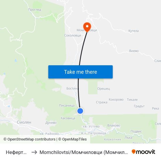 Нефертити to Momchilovtsi / Момчиловци (Момчиловци) map