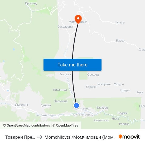 Товарни Превози to Momchilovtsi / Момчиловци (Момчиловци) map