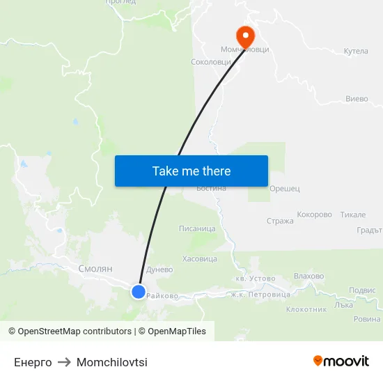 Енерго to Momchilovtsi map