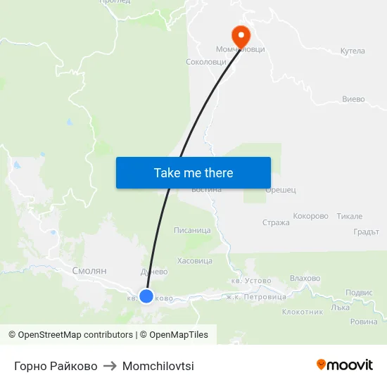 Горно Райково to Momchilovtsi map