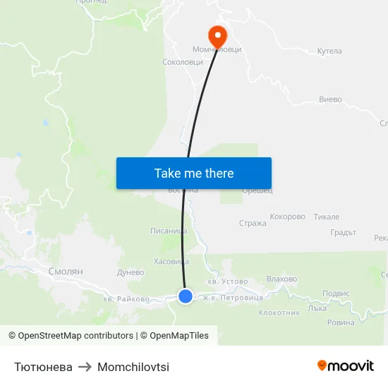 Тютюнева to Momchilovtsi map