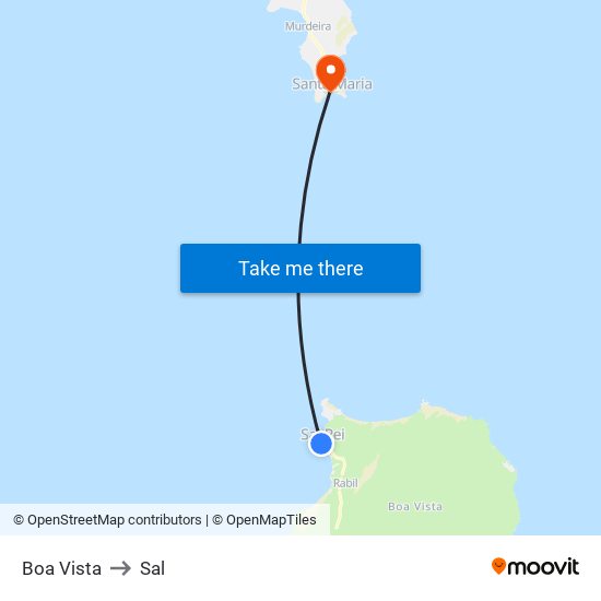 Boa Vista to Sal map