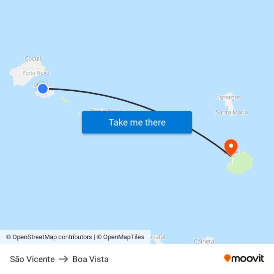 São Vicente to Boa Vista map