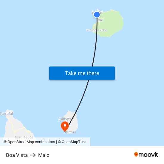 Boa Vista to Maio map