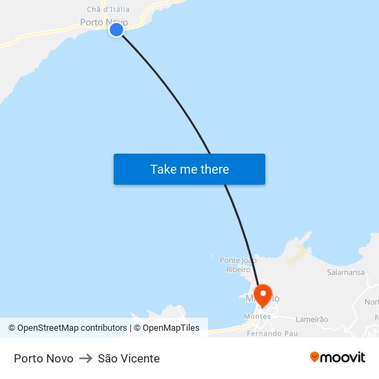 Porto Novo to São Vicente map