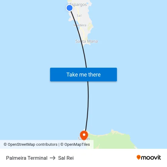 Palmeira Terminal to Sal Rei map