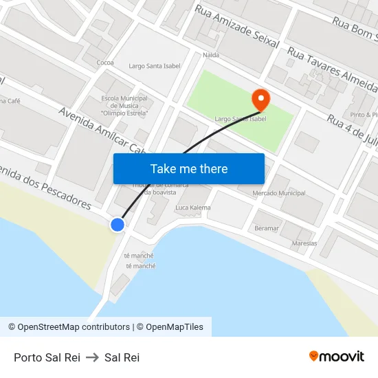 Porto Sal Rei to Sal Rei map