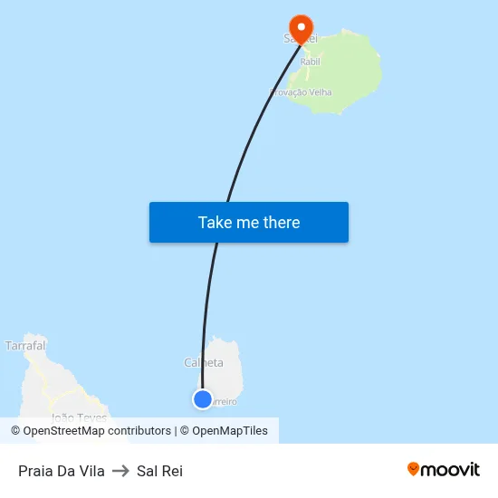 Praia Da Vila to Sal Rei map