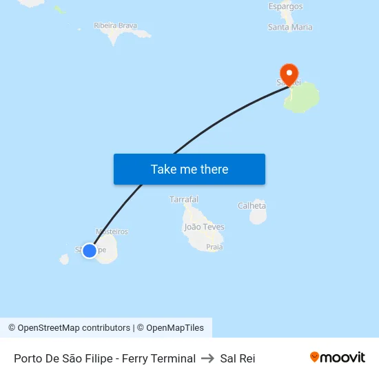 Porto De São Filipe - Ferry Terminal to Sal Rei map