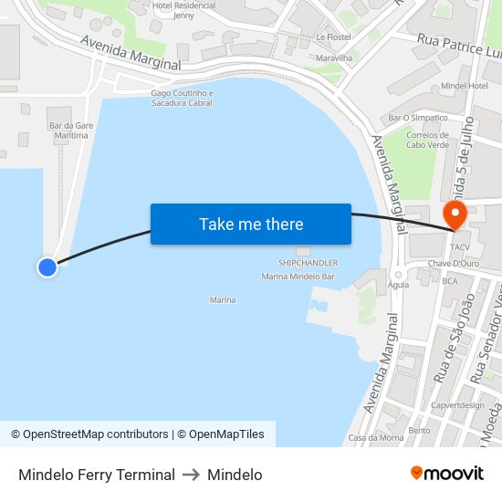 Mindelo Ferry Terminal to Mindelo map