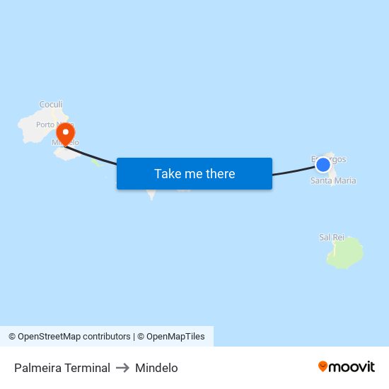 Palmeira Terminal to Mindelo map