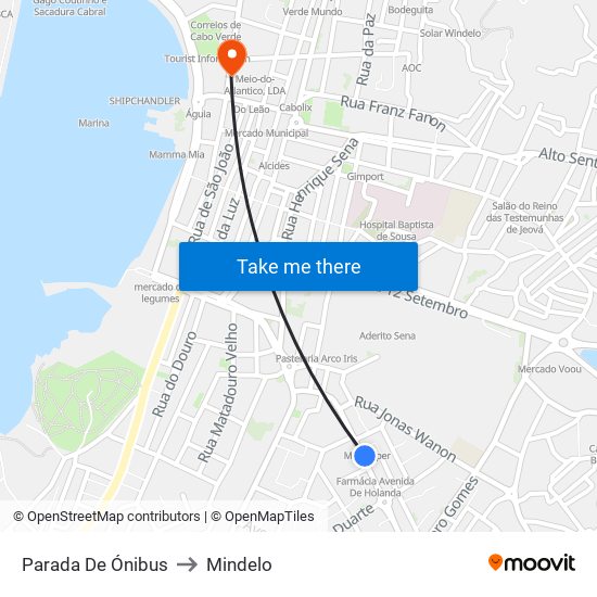 Parada De Ónibus to Mindelo map