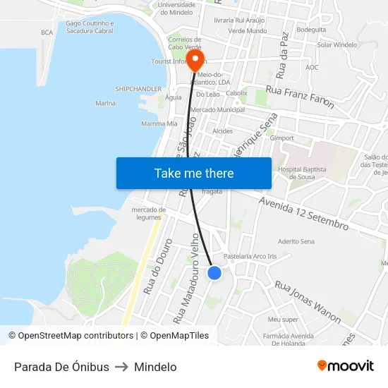 Parada De Ónibus to Mindelo map