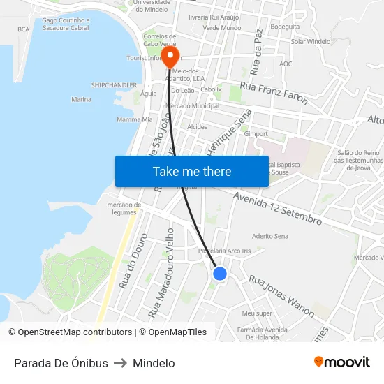 Parada De Ónibus to Mindelo map