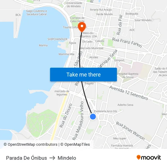 Parada De Ónibus to Mindelo map