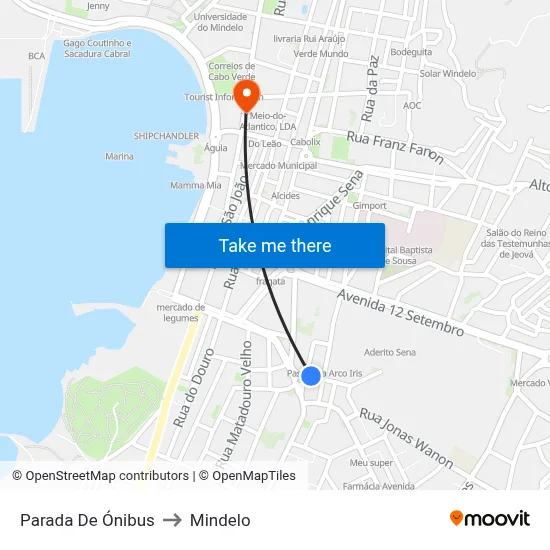 Parada De Ónibus to Mindelo map