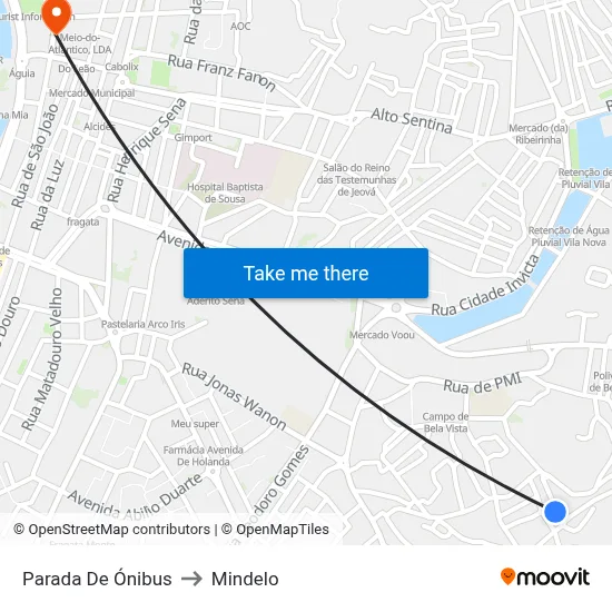 Parada De Ónibus to Mindelo map