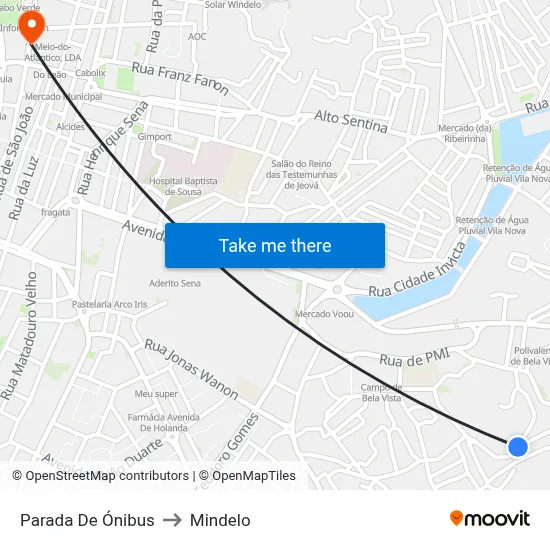 Parada De Ónibus to Mindelo map